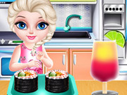 طبخ السوشي الياباني Baby Elsa Sushi Cooking