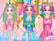 وصلة شعر اصطناعي يوضع فوق الراس Princesses Rainbow Unicorn Hair Salon