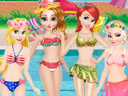 تلبيس باربي ملابس السباحة Princesses Summer Swimming Competition